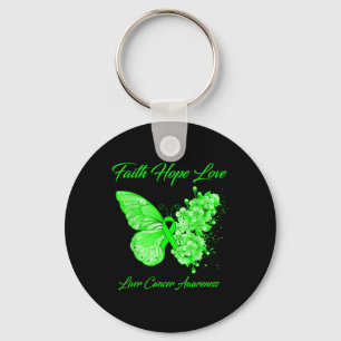 Butterfly Faith Hope Love Liver Cancer Awareness Key Ring