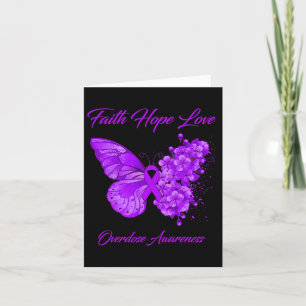 Butterfly Faith Hope Love Overdose Awareness Card