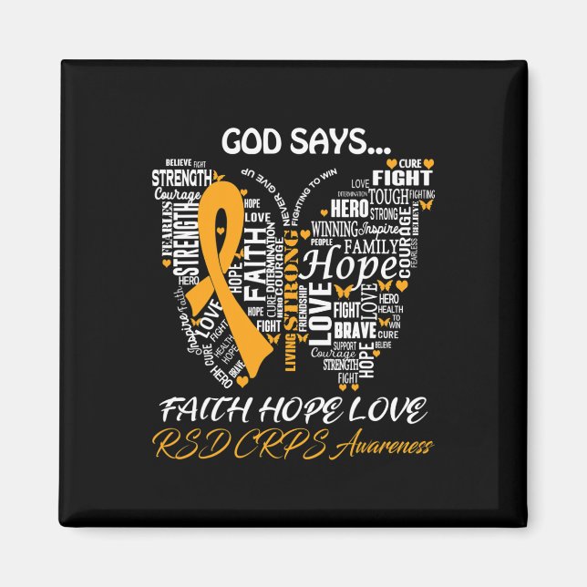 Butterfly Faith Hope Love RSD CRPS Awareness Gifts Magnet (Front)