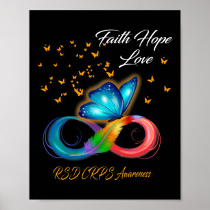 Butterfly Faith Hope Love RSD CRPS Awareness Poster