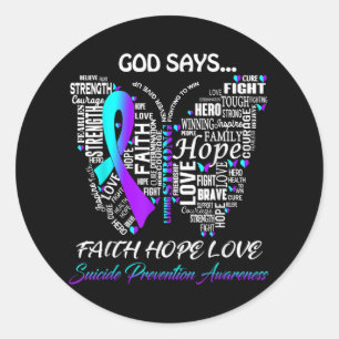 Butterfly Faith Hope Love Suicide Prevention Aware Classic Round Sticker