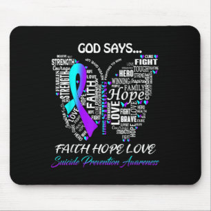 Butterfly Faith Hope Love Suicide Prevention Aware Mouse Pad