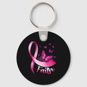 Butterfly Faith Pink Ribbon Cancer Breast Awarenes Key Ring