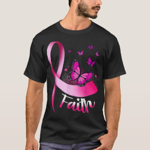Butterfly Faith Pink Ribbon Cancer Breast Awarenes T-Shirt