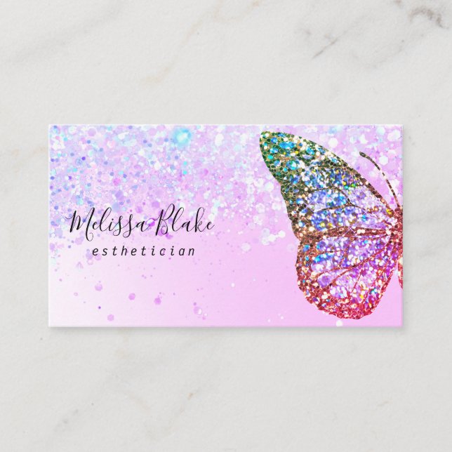 butterfly faux glitter design business card (Front)