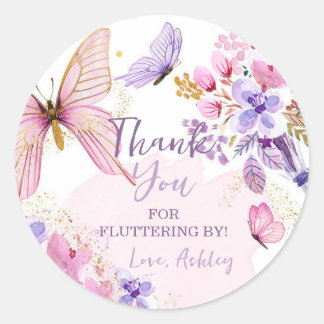 Butterfly Favour Fluttering By Girl Birthday Favou Classic Round Sticker