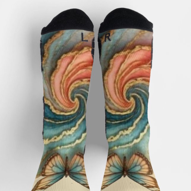 butterfly feathery swirl socks (Top)
