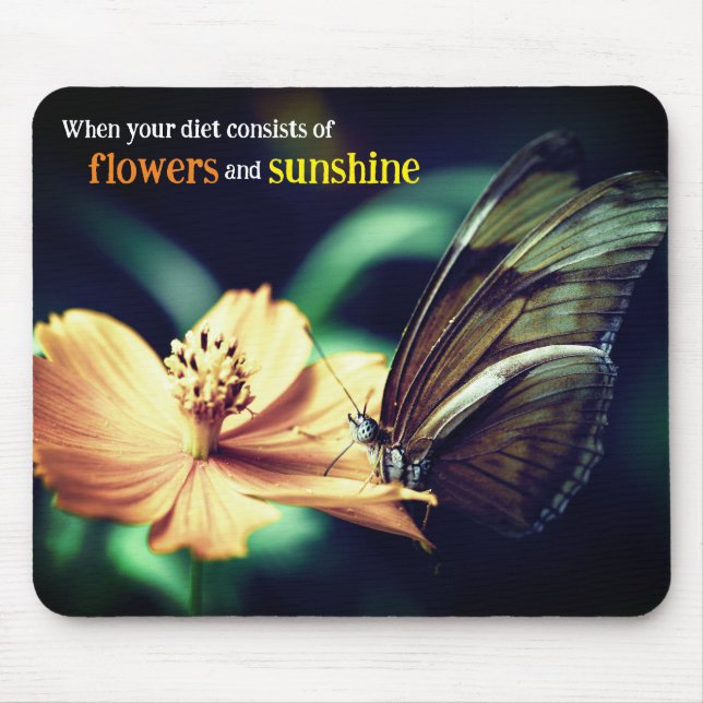 Butterfly feeding on flower mouse pad (Front)