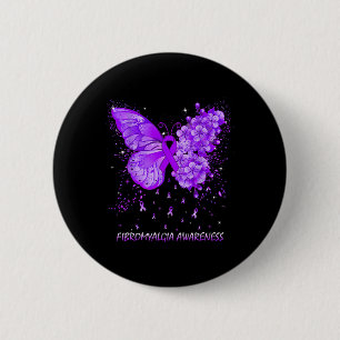 Butterfly Fibromyalgia Awareness Ribbon  6 Cm Round Badge