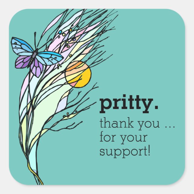 Butterfly Fields Design Square Sticker (Front)