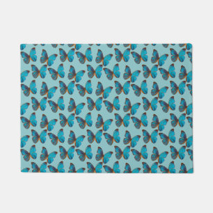 Butterfly Filled Sky in Shades of Turquoise Blue Doormat
