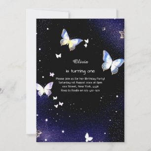 Butterfly First Birthday Invitation