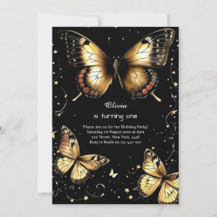 Butterfly First Birthday Invitation