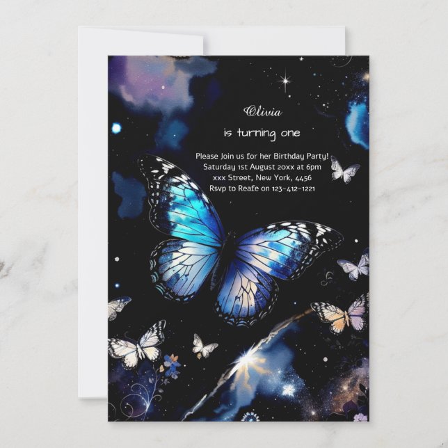 Butterfly First Birthday Invitation (Front)