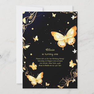 Butterfly First Birthday Invitation
