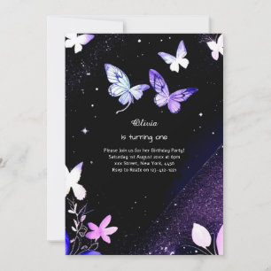 Butterfly First Birthday Invitation