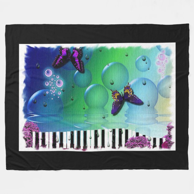Butterfly Fleece Blanket (Front (Horizontal))
