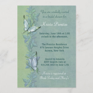 Butterfly Flight Floral Bridal Shower Invitation