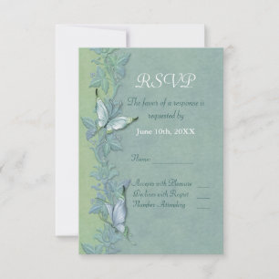 Butterfly Flight Floral Wedding RSVP Card