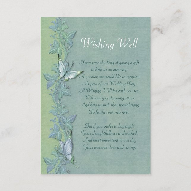 Butterfly Flight Floral Wishing Well Card (Front)
