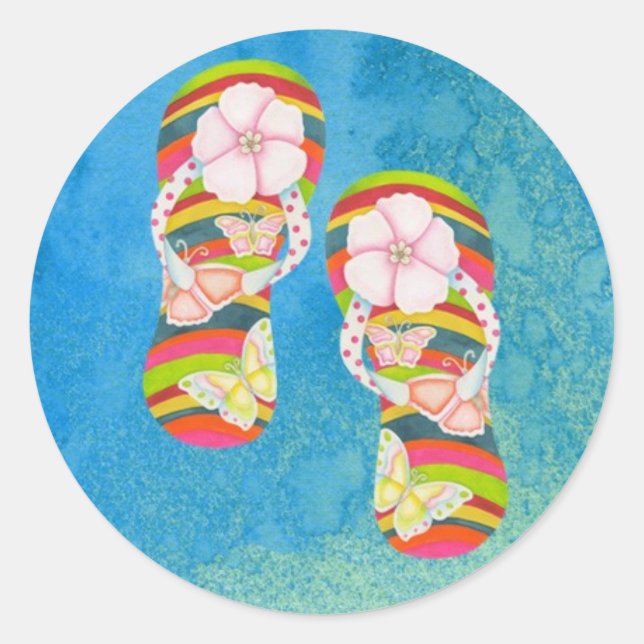 Butterfly Flip Flops Classic Round Sticker (Front)