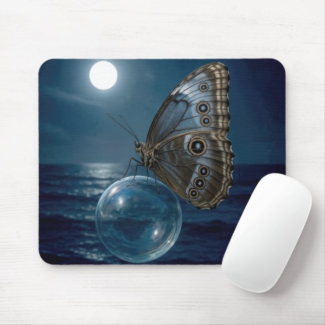 Butterfly Floating On a Bubble Mouse Pad (With Mouse)