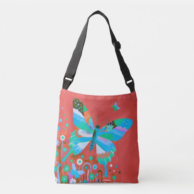Butterfly & Floral Abstract Tote Bag (Front)