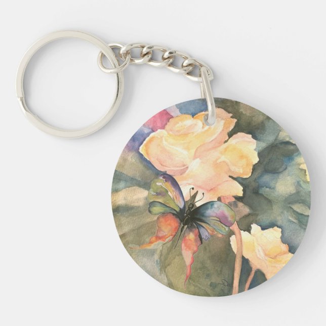 Butterfly/Floral Acrylic Keychain (Double-sided) (Front)