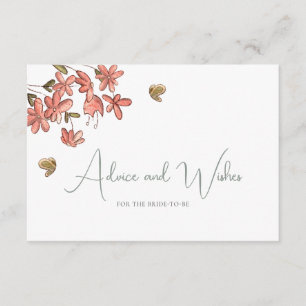 Butterfly Floral Advice and Wishes Bridal Shower Enclosure Card