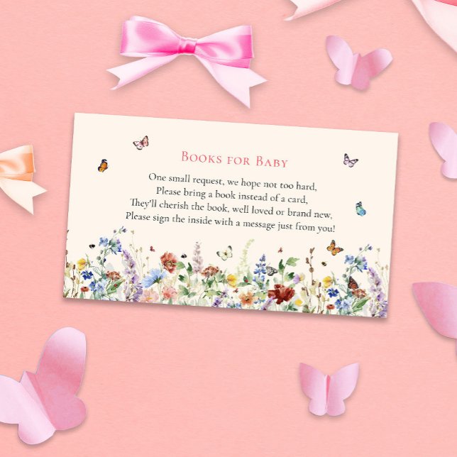 Butterfly & Floral Baby Shower Books for Baby Enclosure Card (Creator Uploaded)