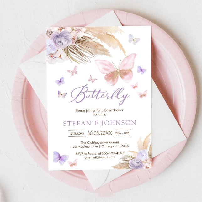 Butterfly Floral Baby Shower Invitation (Creator Uploaded)