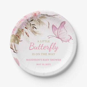 Butterfly Floral Baby Shower Paper Plate