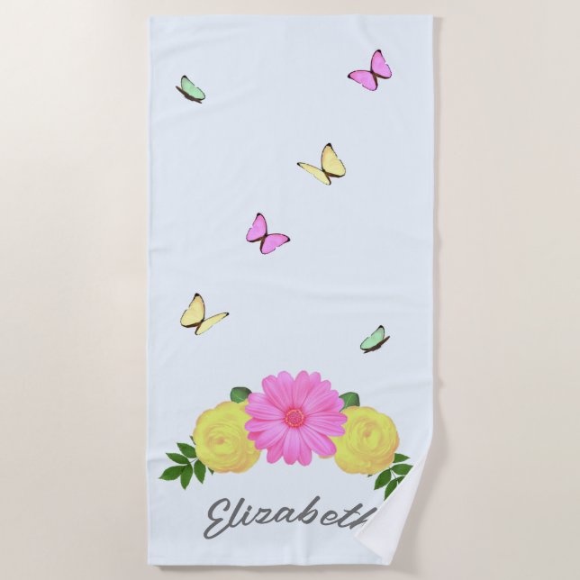 Butterfly Floral Beach Towel (Front)