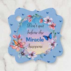 Butterfly floral blue nature inspirational quote favour tags
