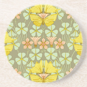 Butterfly Floral Botanical Art Nouveau Coaster