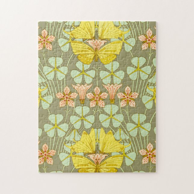 Butterfly Floral Botanical Colorful Jigsaw Puzzle (Vertical)