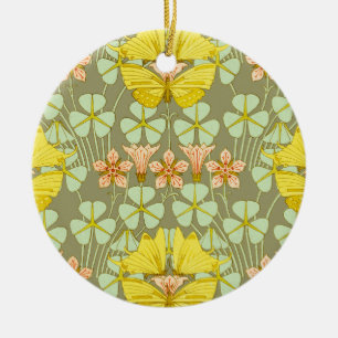 Butterfly Floral Botanical Colourful Ceramic Ornament