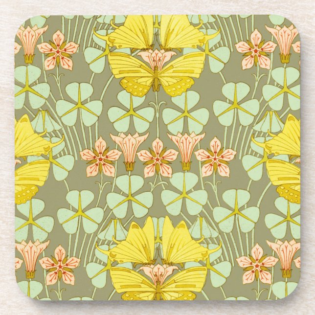Butterfly Floral Botanical Colourful Coaster (Front)
