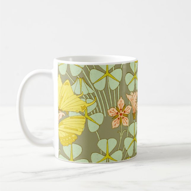Butterfly Floral Botanical Colourful Coffee Mug (Left)