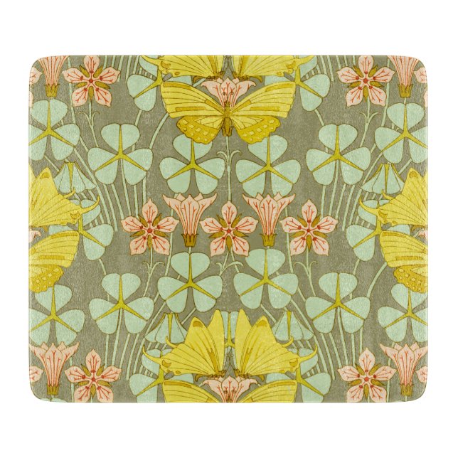 Butterfly Floral Botanical Colourful Cutting Board (Front)