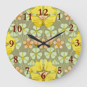Butterfly Floral Botanical Colourful Large Clock