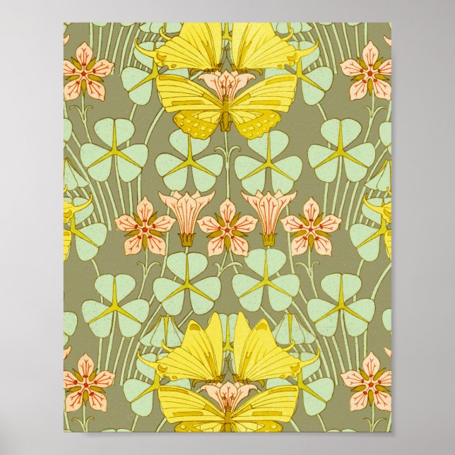 Butterfly Floral Botanical Colourful Poster (Front)