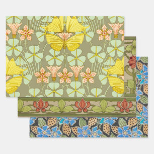 Butterfly Floral Botanical Colourful Wrapping Paper Sheet