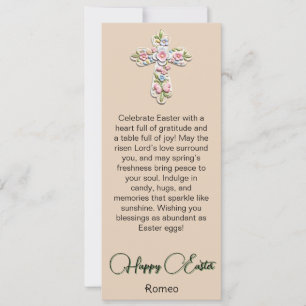 Butterfly Floral Cross Happy Easter Card
