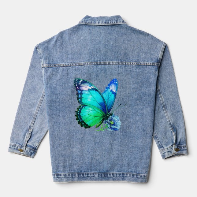 Butterfly Floral Denim Jacket (Back)
