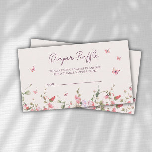 Butterfly Floral Diaper Raffle Baby Shower Enclosure Card