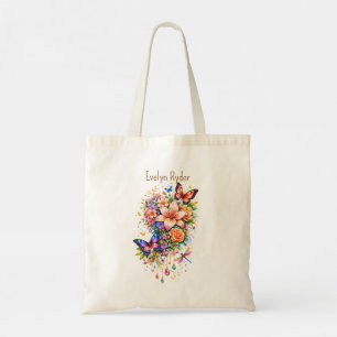 Butterfly Floral – Elegant Gold Accent – (Custom) Tote Bag