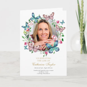 Butterfly Floral Funeral Order Of Service Program