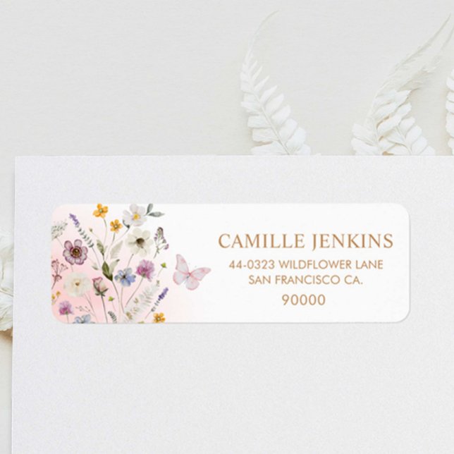 Butterfly Floral Garden Baby Shower Return Address Label (Butterfly Floral Address Label)