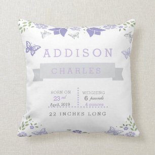 Butterfly Floral Garden Baby Stats Pillow
